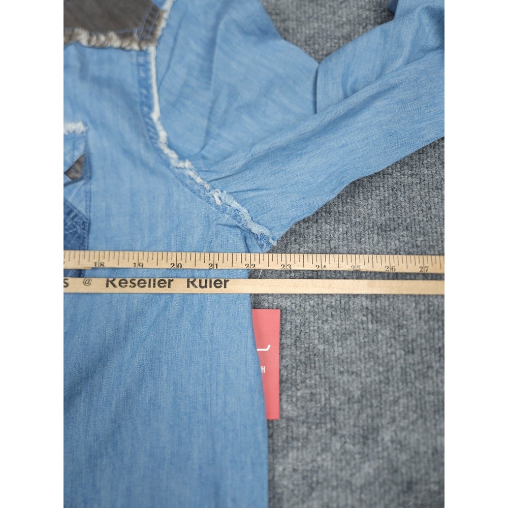 Kimes Ranch Shirt Women's 2XL Blue KC Patched Denim Pearl Snap Western NWT - Picture 10 of 13